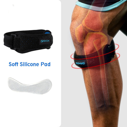 Rodillera deportiva de gel de sílice con correa de soporte para gimnasio
