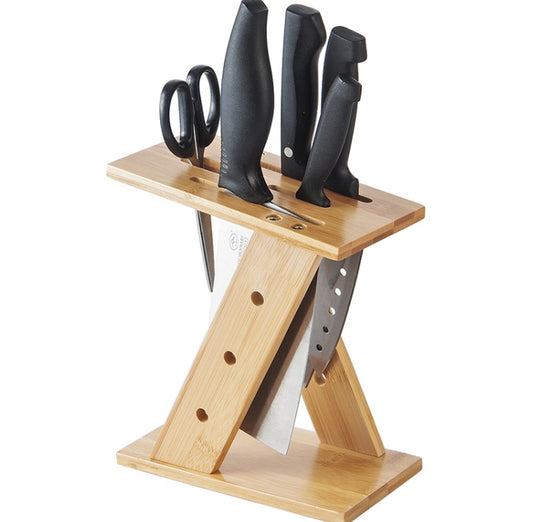 Porta cuchillos de cocina en forma de cruz de bambú
